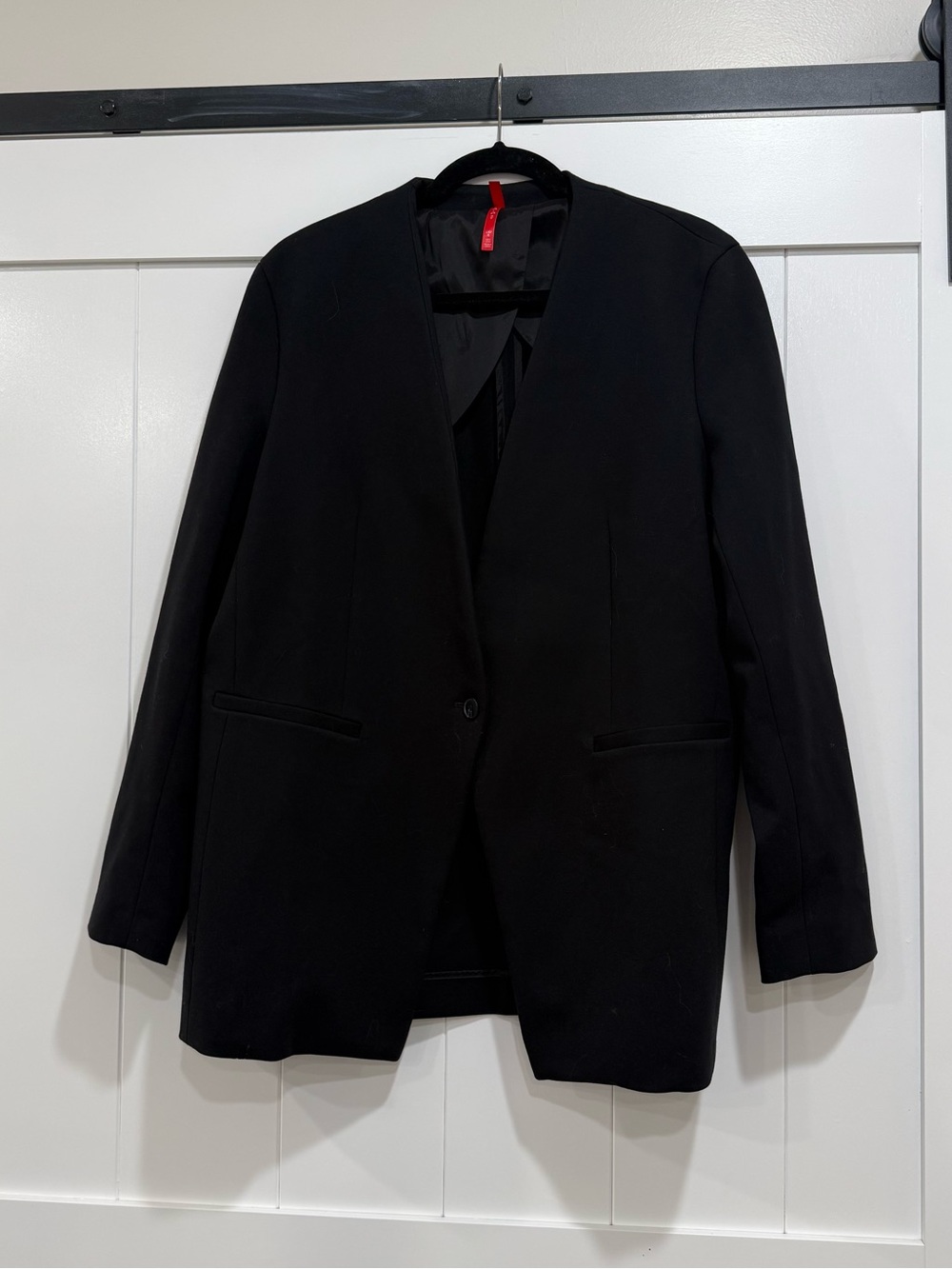 SPANX Black Collarless Women's Blazer - Single-Button